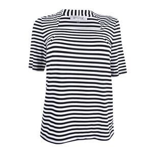 Kasper Women's Striped Top - Black/Vanilla Ice